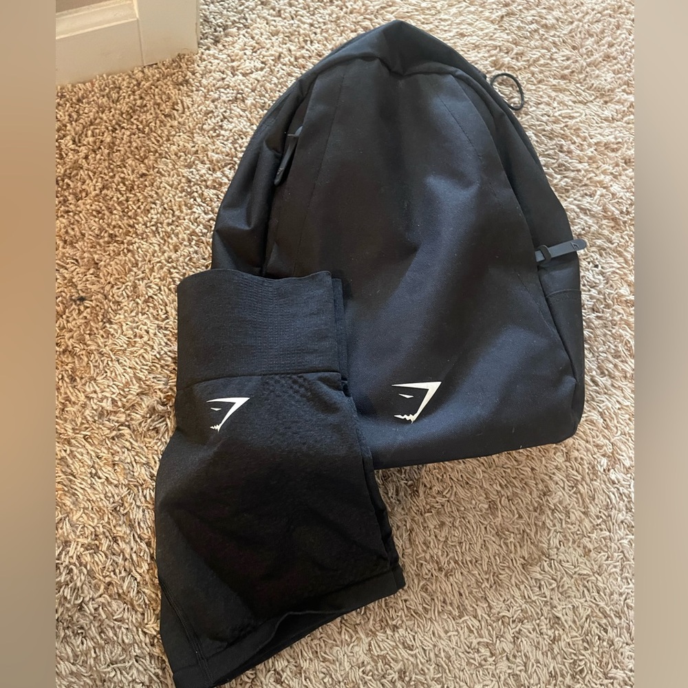 Gymshark backpack and shorts